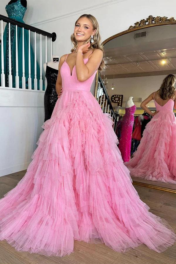 tiered prom dresses